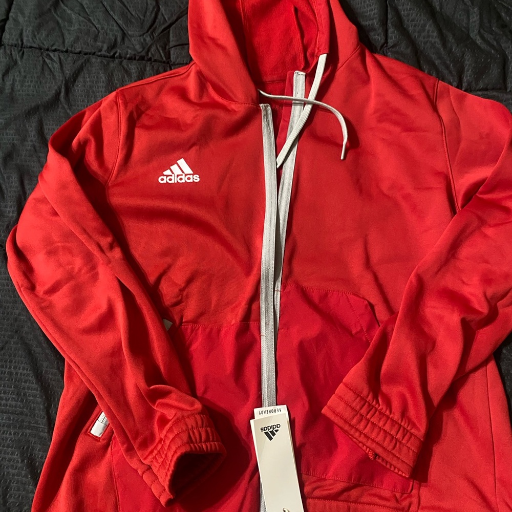 Adidas Red Full-Zip Hoodie Jacket